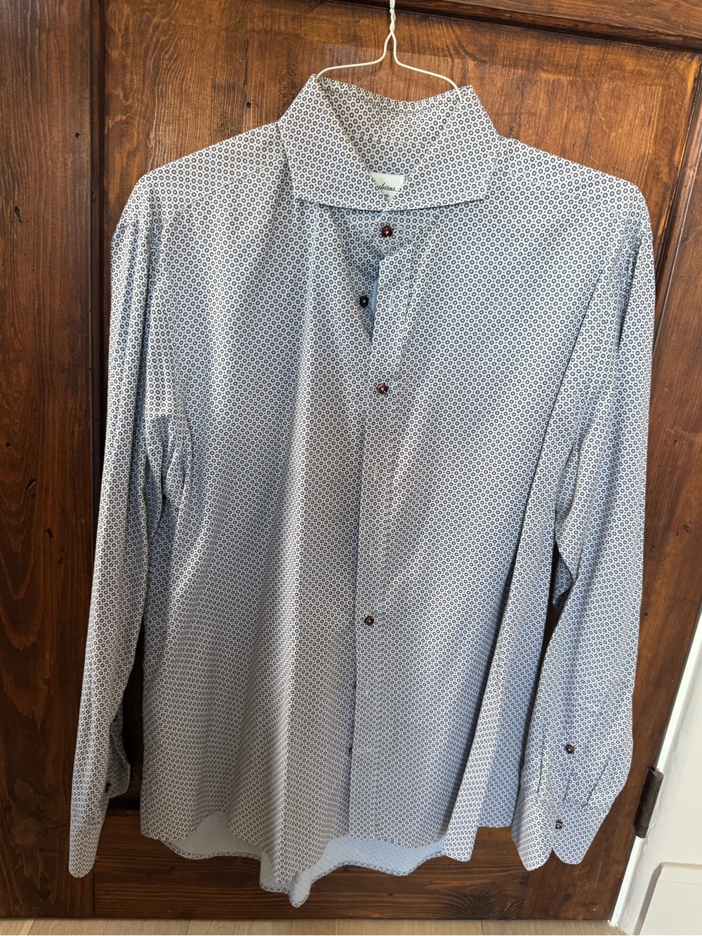 STENSTROM Men's Long Sleeve Geometric Print Dress Shirt - Light Blue & brown
